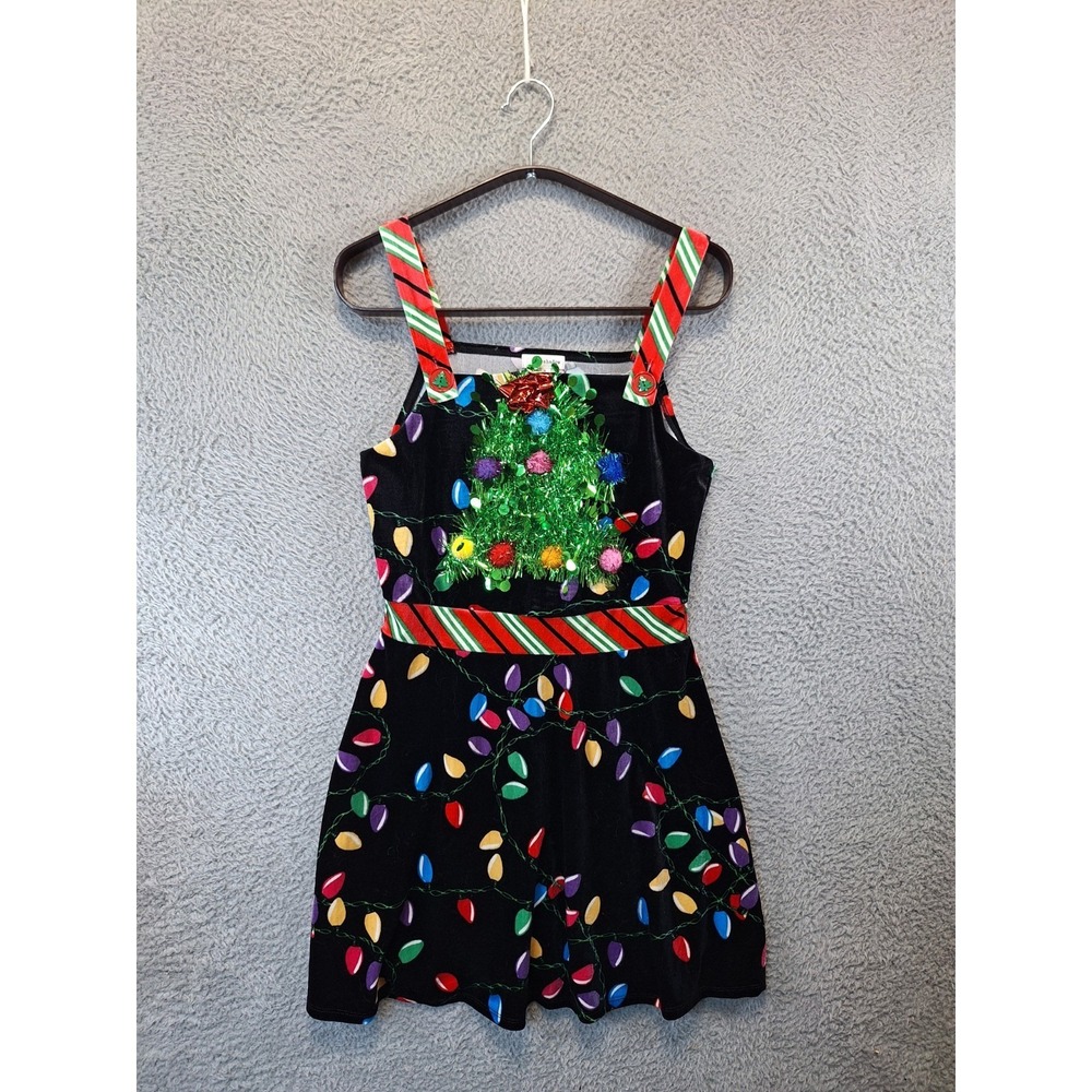 Eyeshadow‎ Mini Dress Womens S Black Light Up Christmas Tree Empire Waist